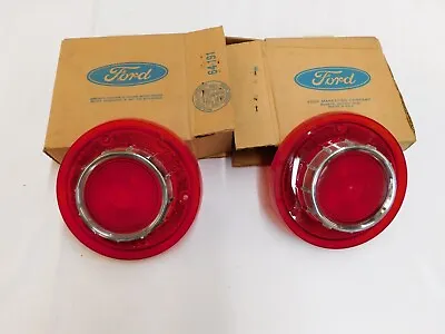 NOS OEM Ford 1956 Fairlane + Thunderbird Tail Light Lamp Lenses Pair T-Bird • $374.30