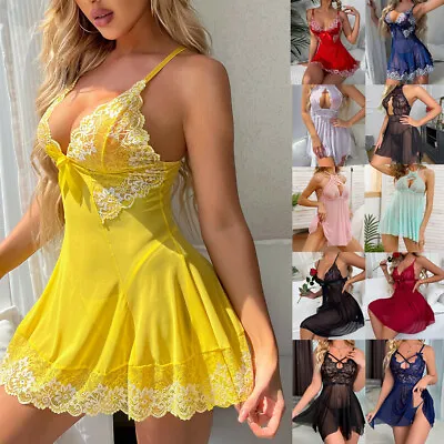 Women's Sexy-Lingerie Babydoll G-string Sleepwear Underwear Lace Dress Nightwear • $5.99