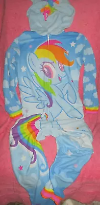 My Little Pony Rainbow Dash Girl Hooded Fleece 1 Piece Zip Footless Sleeper M • $8.08