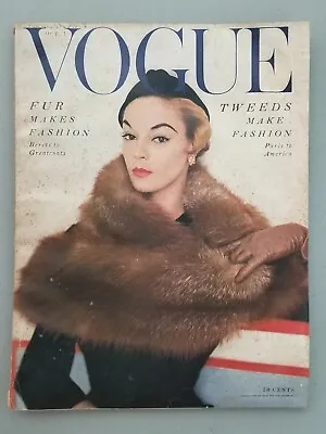 Vogue Magazine  October 1st 1953 Horst Jean Patchett Cover - Avedon - Blumenfeld • $54.99