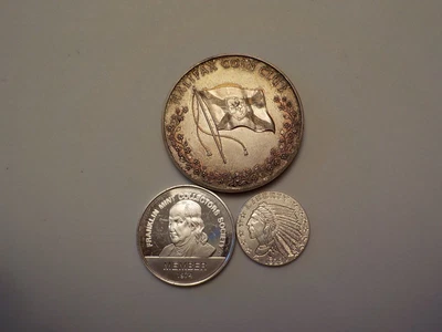 $2.30 • Buy Lot Of 3 Silver Coins, Medals, Tokens - Franklin Mint, Indian, Halifax Coin Club