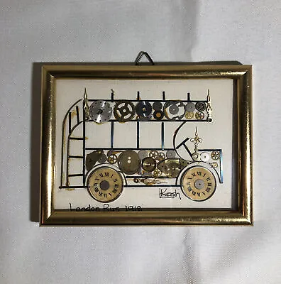 L. Kerch London Bus 1918 Horological Collage Art - Signed 1973 • $21