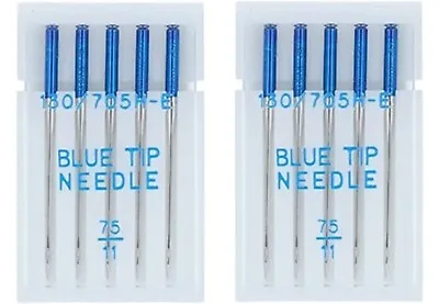 BLUE TIP SEWING MACHINE EMBROIDERY NEEDLES SIZE 75/11 Fits JANOME X 2 • £5.95