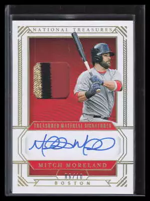 2019 Panini National Treasures Treasured Material Mitch Moreland Patch Auto 6/10 • $20