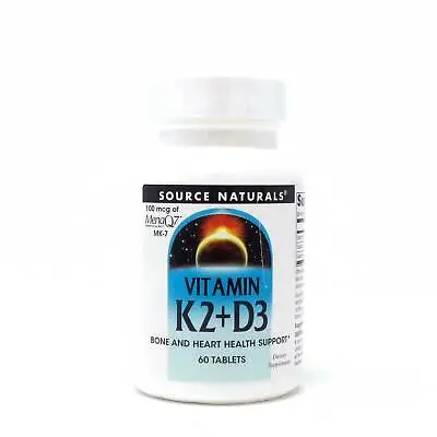 $14.69 • Buy Source Naturals Vitamin K2 + D3 - 60 Tablets
