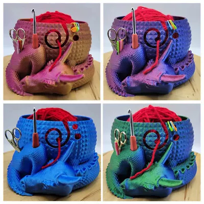 Fantasy Dragon And Egg Yarn Bowl Storage Organizer Crochet Large Knitting Holder • £18.91