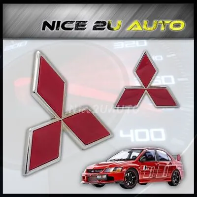 Mitsubishi Front Rear Red Badge Logo Car Emblem Auto Front Rear Trunk Decal • $14.59