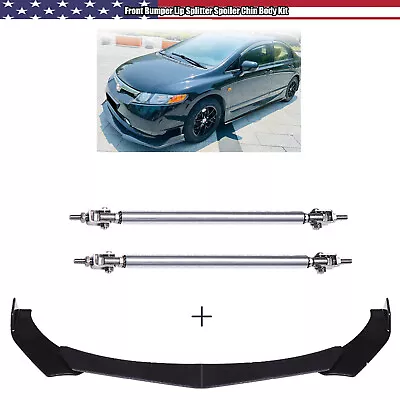 For Honda Civic 2006-22 Front Bumper Spoiler Lip Splitter Body Kit Glossy Black • $39.99