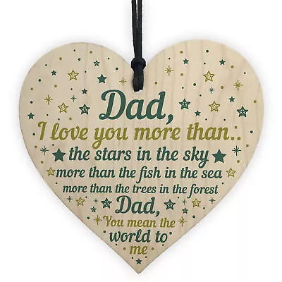 Dad I Love You Wooden Heart Fathers Day Gift Dad Birthday Gift From Daughter Son • £3.99