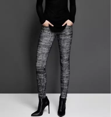 J BRAND ~ Size 26 ~ Black Fog RAISED FLOCK Super Skinny Stretch Print Jeans A95 • $34.99