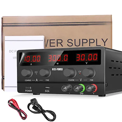 Adjustable DC Power Supply Variable Power Supply 30V 10A  Lab Power Supply Bench • $62.97