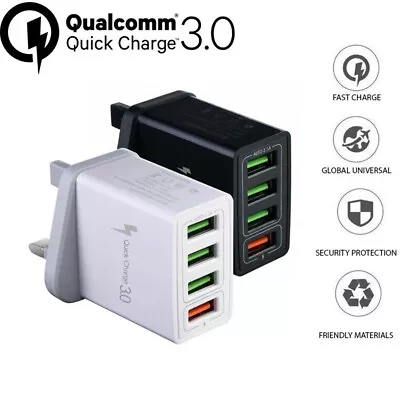 2Pack 4 Port Mains Wall Charger USB Hub UK Plug Fast Quick Charge Adapter Phones • £9.99
