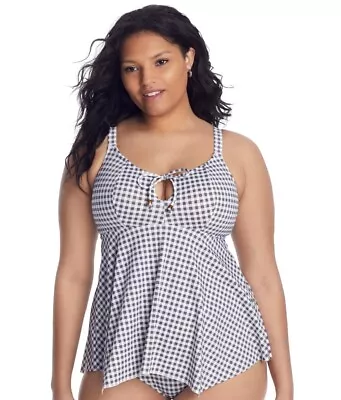 Elomi GREY MARL Plus Size Checkmate Tankini Swim Top US 24 • $62.40