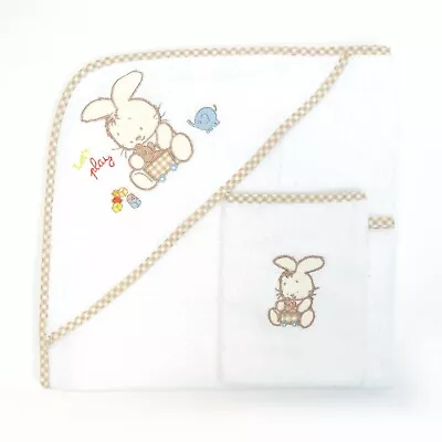 Hooded Baby Towel Wash Cloth Set New Born 100% Turkish Cotton Boy Or Girl Rabbit • £11.99