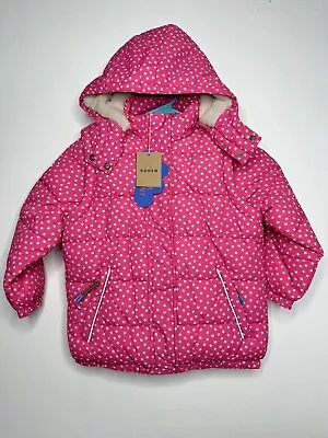 Mini Boden 2 In 1 Convertible Hooded Puffer Coat Girls Size Small 6-7 Pink Stars • $59.49