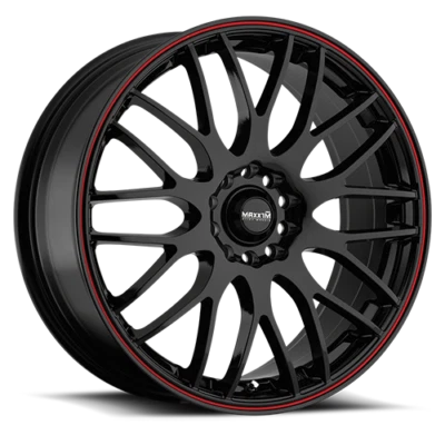 $158 • Buy 1 New Gloss Black With Red Stripe 17X7 40 5-100/114.30 Maxxim Maze Wheel