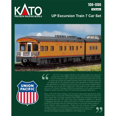 Kato N Scale Union Pacific UP Excursion Train 7-Car Set 106-086 • $186.95