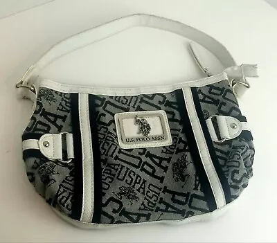 US Polo Assn Black White Handbag W/ White Straps 12  X 7.5  • $11.17