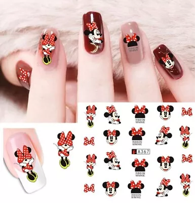 Minnie Mouse Red Bow Nail Art Sticker Decal Decoration Manicure Water Transfer • £2.99