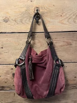 Maurizio Taiuti Large Wine/Plum Tan Leather Slouchy Shoulder Bag Boho • $49.99