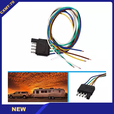 25'' 5-Way Flat Trailer Light Wiring Harness 5-Pin Male Plug Extension Connector • $8.99