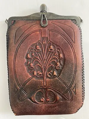 Vintage 1920's Justin Leather Goods Arts & Crafts Tooled Leather Purse Handbag R • $52