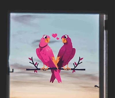 In Love Parrot Birds -Vinyl Decal Stickers -Valentines Decor -Window Decal 00699 • £4.99