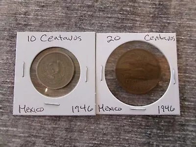 (2) 1946 Mexico Coins-10 Centavos & 20 Centavos-Circulated-G • $6.99