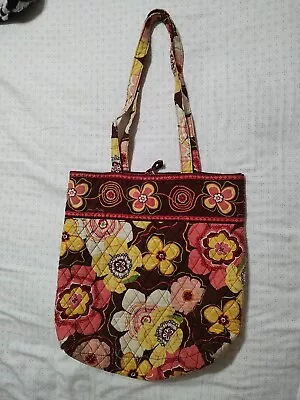 Vera Bradley  Buttercup  Floral Quilted Bag Hippy Groovy Brown Yellow Pink • $19