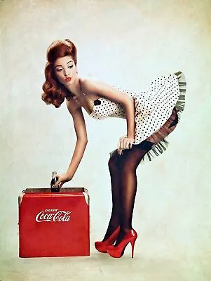 Coca Cola Woman Retro Metal Aluminium Sign Vintage Garage Shed Man Cave • £4.99