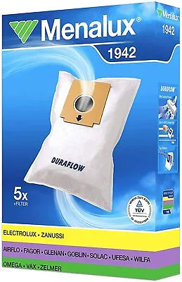 5 Genuine Zanussi Vacuum Cleaner Dust Bags Menalux 1942 Bags 1 Filter 9001670778 • £7.98