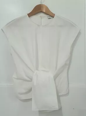 $55 • Buy Scanlan Theodore White Cotton Tie Shirt Top Blouse Size 6
