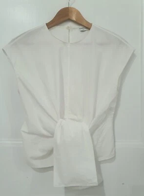 $55 • Buy Scanlan Theodore White Cotton Tie Shirt Top Blouse Size 6