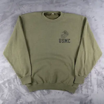 Vintage 90s USMC Sz M Marine Corps Olive Green Crewneck Sweatshirt USA Military • $11.20