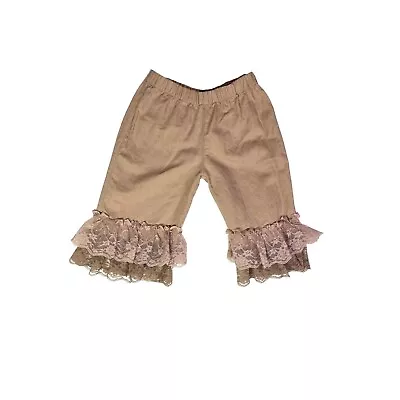 Matilda Jane Paint By Numbers Girl's Size 2 Brown Pull-On Pants Lace Ruffle Cuff • $16.19