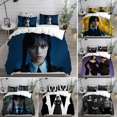 £20.28 • Buy Wednesday Addams 3D Gothic Duvet Cover Bedding Set Pillowcase Quilt Single