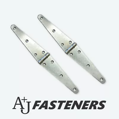 2 X STRAP HINGES - 4  6  8  10  12  GATE DOOR ZINC PLATED GALVANISED TRAILER • £14.40