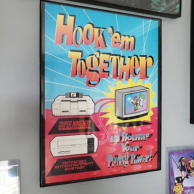 FRAMED Retro 1991 SNES NES HOOK UP Console Super Mario World Video Game Wall Art • $29