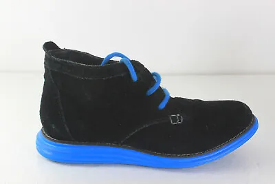 $22.95 • Buy Woman's Skechers Black/Blue Suede Boots Sz 7 Lace Up Flat Walking L14