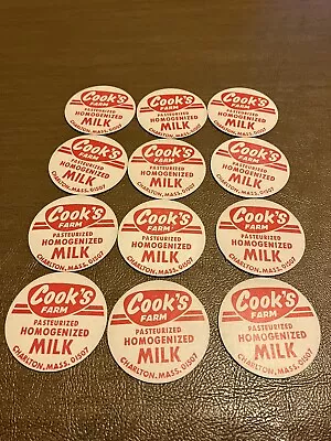 Lot Of 12 Cook’s Farm CharltonMass. Milk Caps • $1