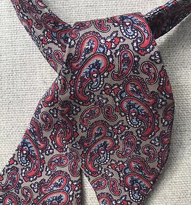 Vintage Bow Tie Taupe Blue Red Paisley Self-Tie Adjustable 2 1/8” • $22