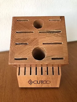 Cutco 18 Slot Knife Block 8 Steak Knives Slots Honey Oak Wood 1748-GUC! • $34.99