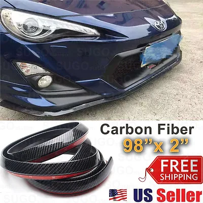 JDM Carbon Fiber Black Front Bumper Lip Guard Protector Skid Plate Air 2 X98  • $19.99