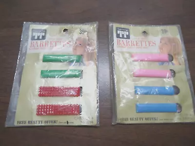 Vintage Barrettes Tip Top Little Miss 2 Packages Unopened Plastic Childrens Hair • $12