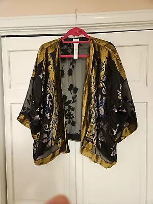 Chicos Jacket Shrug Sheer With Velvet Accents L/XL • $15.50