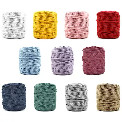 £5.99 • Buy Macrame Cord Premium 3 Strand Twisted Cotton Macrame Rope Cotton Twine String
