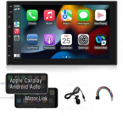$69.99 • Buy 7  Double Din Car Stereo With Apple Carplay & Android Auto Play BT MP5 Radio