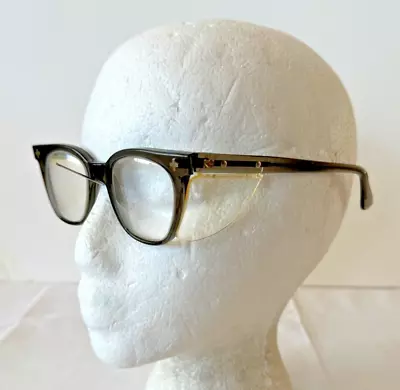 Vintage Nerd Industrial Safety Glasses 1960s Marked 4 3/4 Itek Plastic Steampunk • $34.99