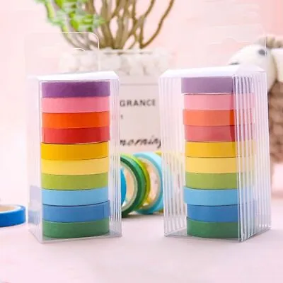 1Box Solid Color Tape Set Sticky Stationery Masking Sticky Paper Decorative Tape • £3.66