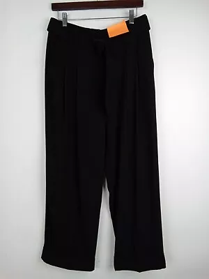 £16.99 • Buy Women's M&S Trousers Black Straight Leg High Rise Belted NWOT F2